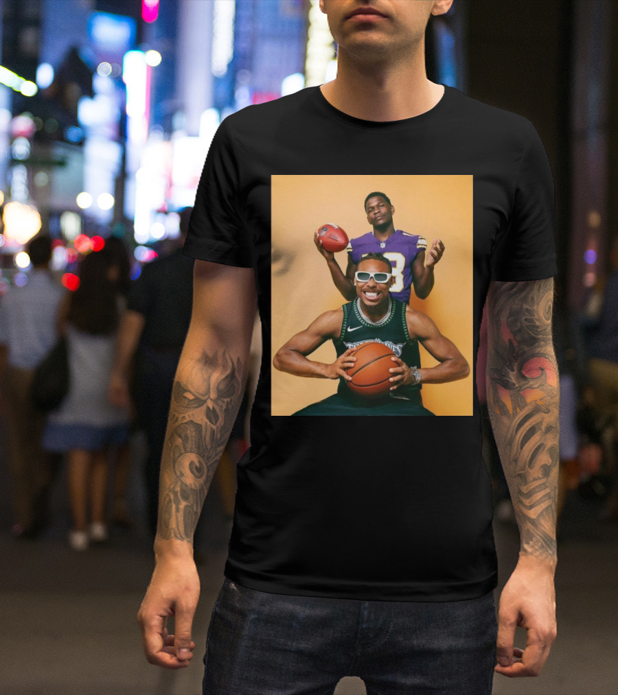 Justin Jefferson Anthony Edwards Minnesota Vikings Timberwolves Sports Photo T-Shirt