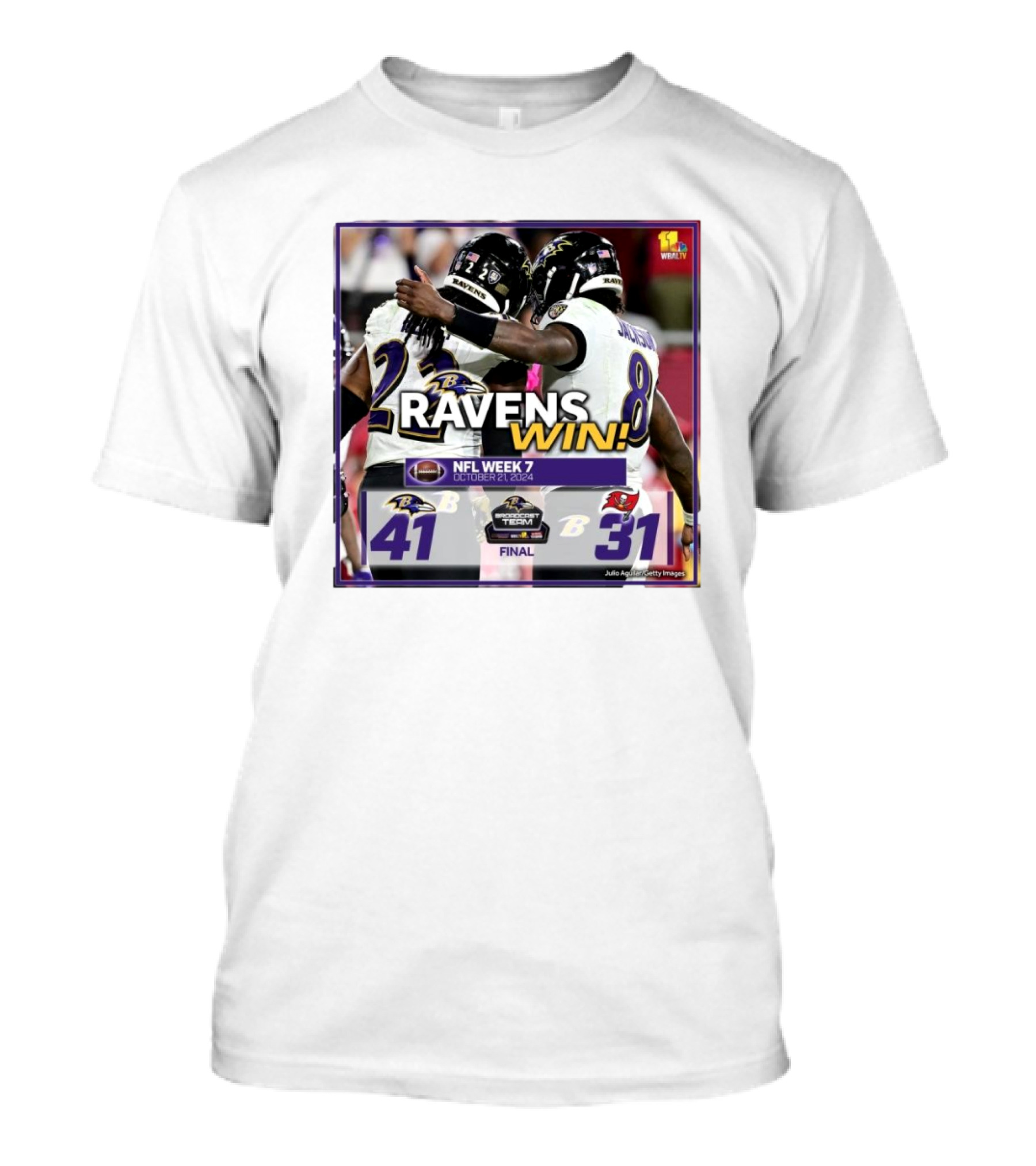 Ravens Win NFL Week 7 October 21 2024 Baltimore 41 – 31 Buccaneers Final T-Shirt
