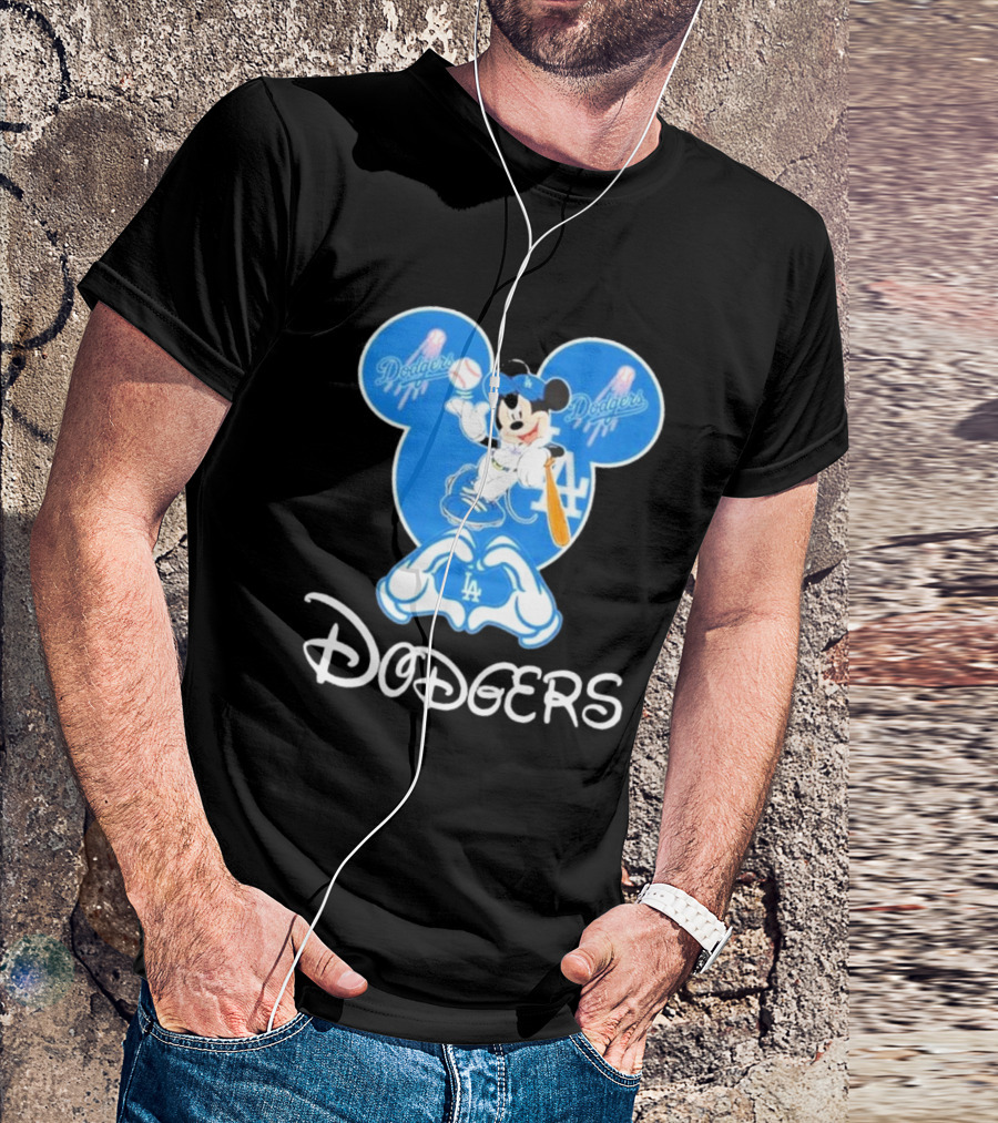 Disney Mickey Mouse Los Angeles Dodgers Baseball T-Shirt
