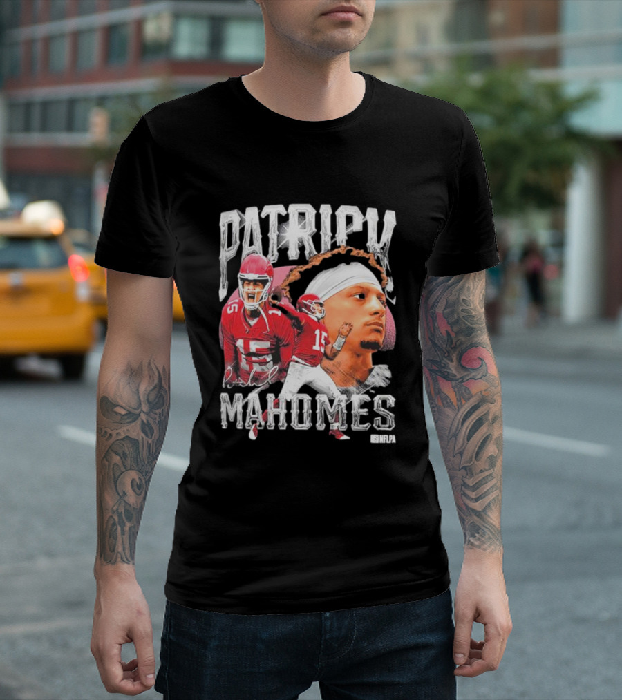 Patrick Mahomes NFLPA Athlete Portrait and Action Montage T-Shirt