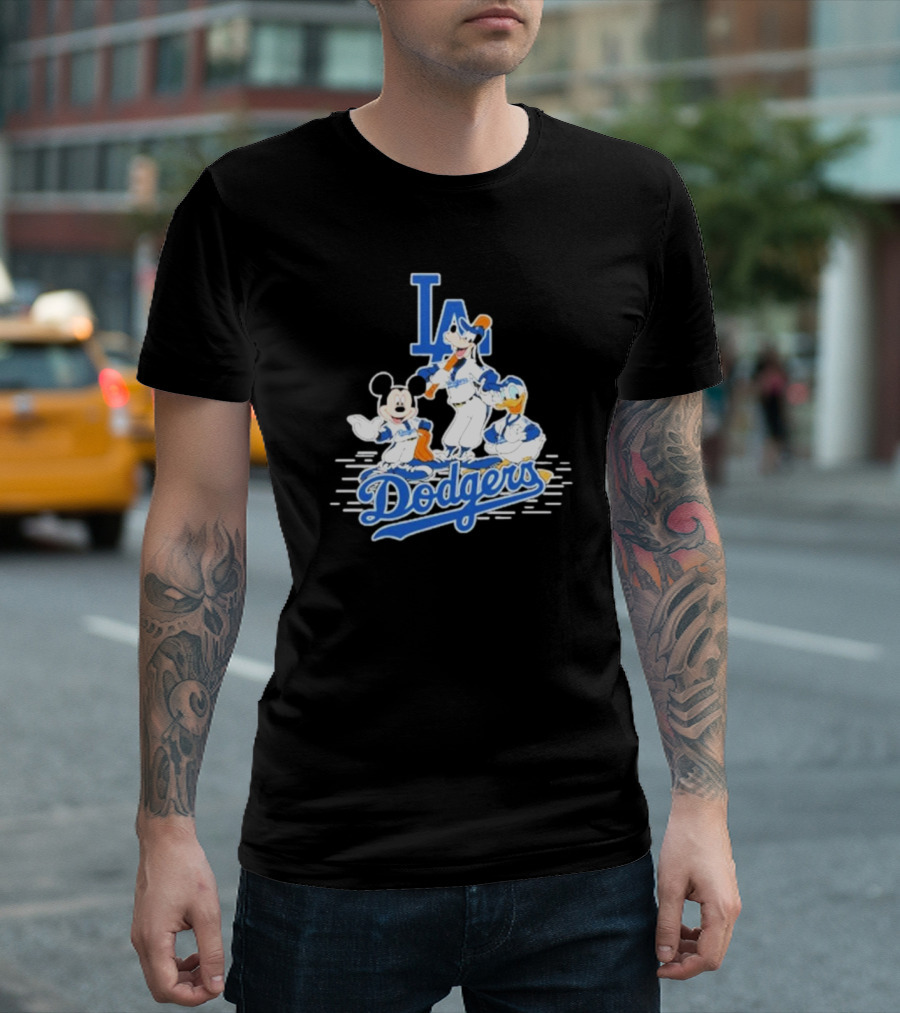 Los Angeles Dodgers Mickey Mouse Donald Duck Goofy Baseball T-Shirt