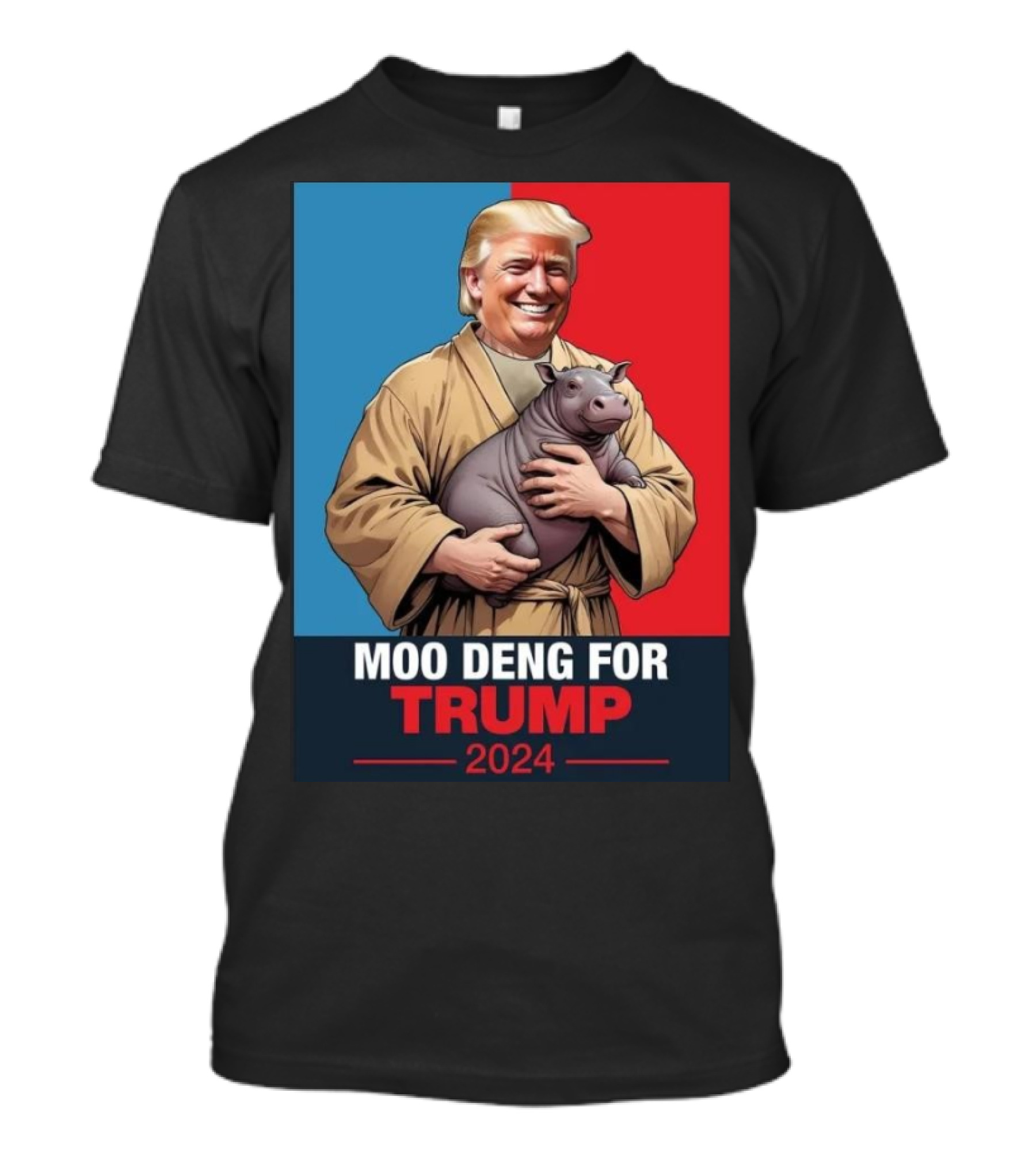 Moo Deng For Trump 2024 Vote Trump Red And Blue Background Image T-Shirt