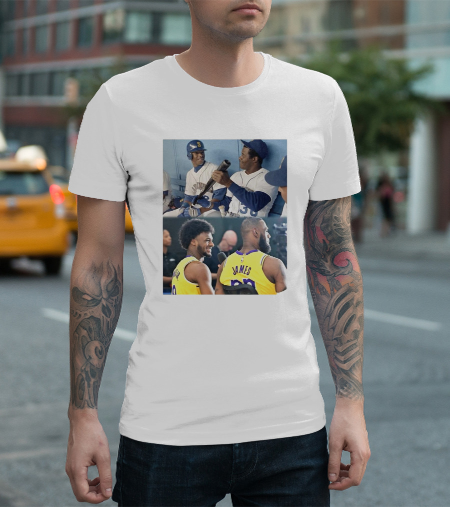 Ken Griffey Jr and Ken Griffey Sr Attend Lakers Game for LeBron and Bronny Historic Moment T-Shirt
