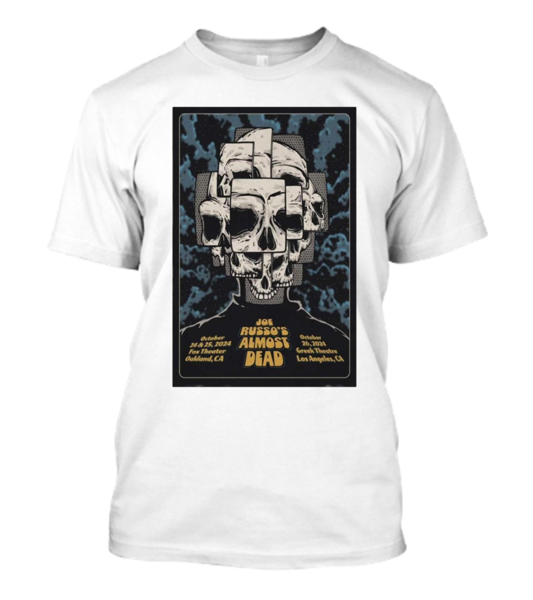 Joe Russo's Almost Dead October 24-25 2024 Fox Theater Oakland CA Greek Theatre Los Angeles CA Skulls T-Shirt