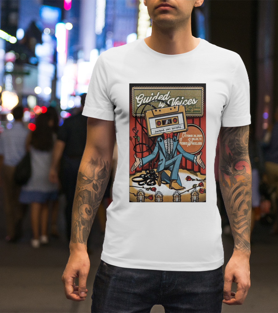 Guided By Voices Cassette Tape Performer Dallas TX October 26 2024 Ferris Wheelers T-Shirt
