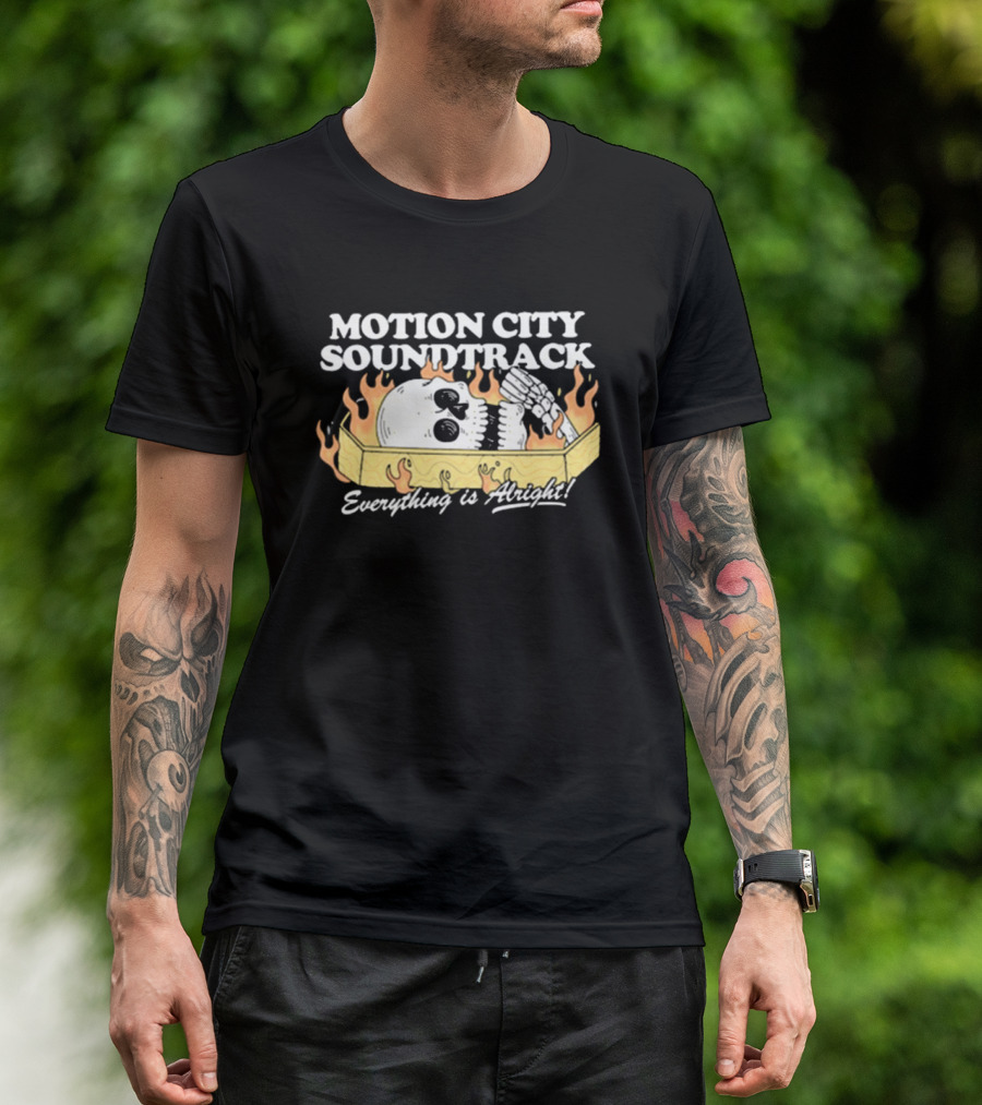 Motion City Soundtrack Everything Is Alright Skeleton In Coffin With Flames T-Shirt