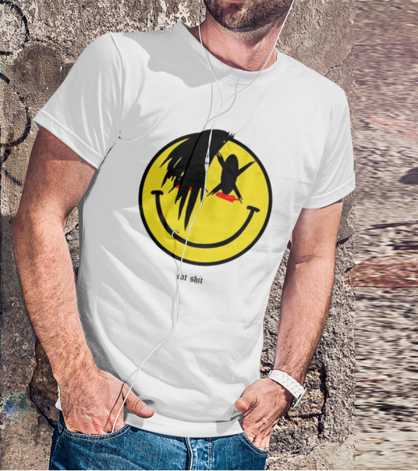 My Chemical Romance Smiley Symbol Eat Shit Face With Hair And Piercing T-Shirt