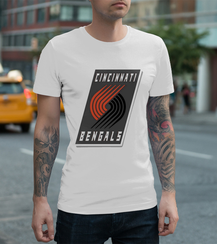 Cincinnati Bengals x Portland Trail Blazers Mashup Logo NFL NBA T-Shirt