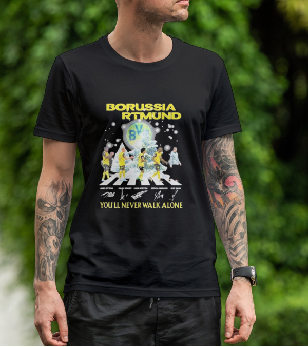 Borussia Dortmund BV Celebrate Christmas Signatures You'll Never Walk Alone T-Shirt
