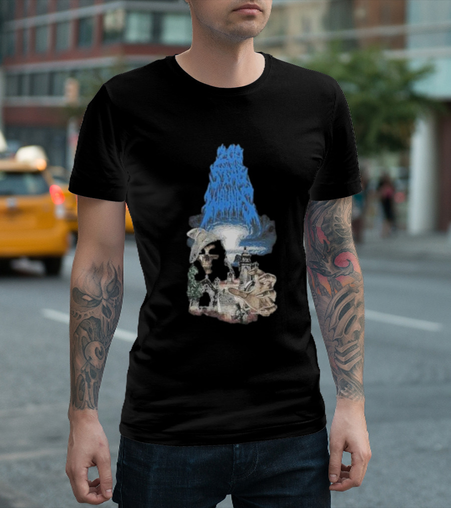 Down Right Merch 200 Stab Wounds Grim Reaper Skull Lighthouse Scene T-Shirt