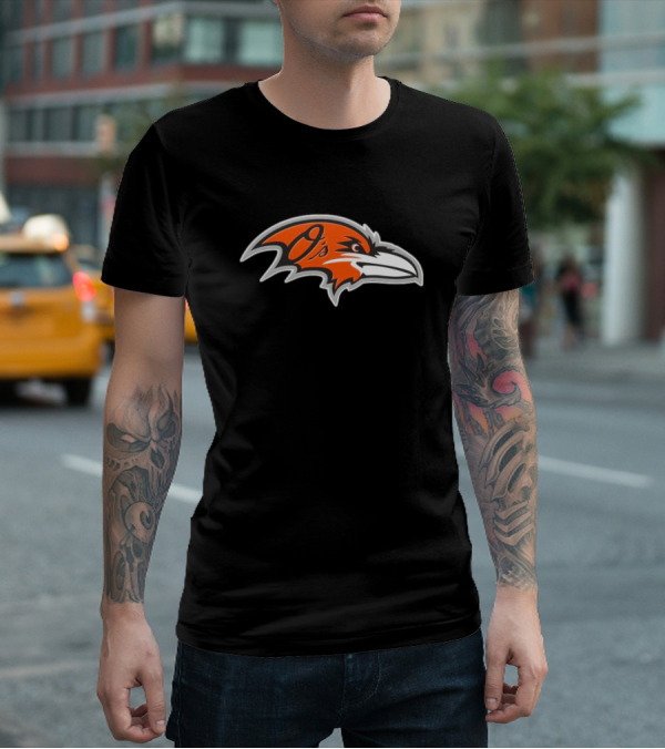 NFL MLB Baltimore Ravens Orioles Logo Mashup T-Shirt
