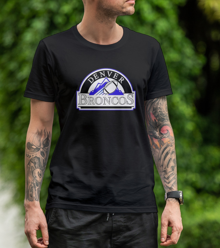 Denver Broncos Colorado Rockies Logo Mashup NFL MLB T-Shirt
