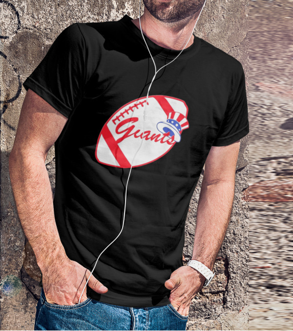 Giants Football Mashup With Yankees Hat NFL X MLB Collaboration T-Shirt