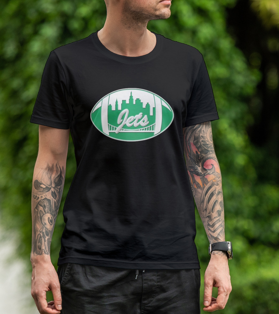 New York Jets Mets Skyline Green Football Bridge Logo NFL MLB Mashup T-Shirt