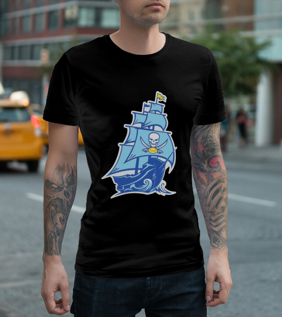 Tampa Bay Buccaneers Rays Ship Skull NFL MLB Mashup T-Shirt