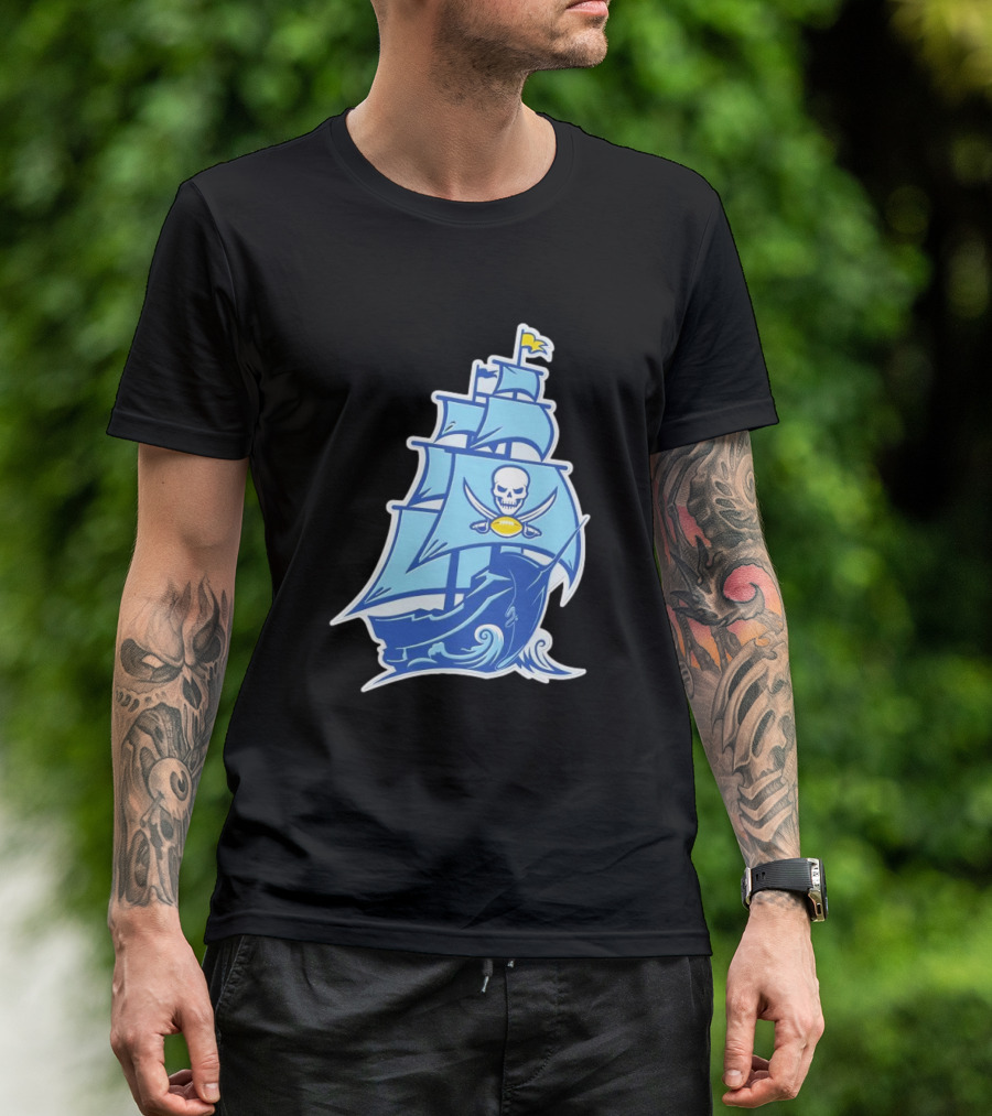 Tampa Bay Buccaneers Rays Ship Skull NFL MLB Mashup T-Shirt