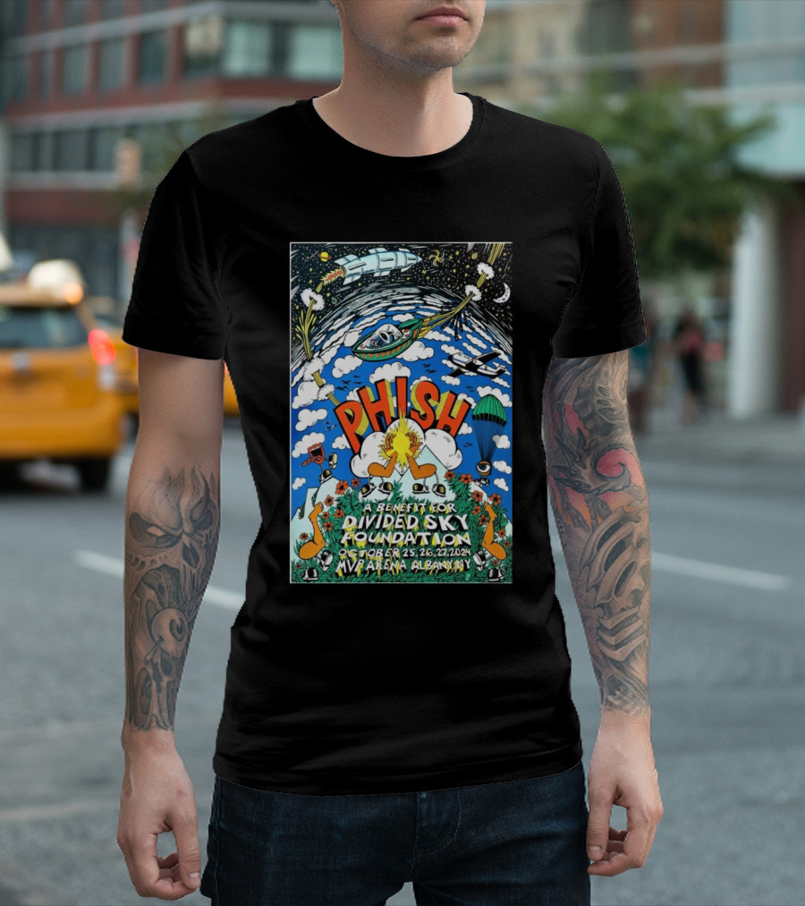 PHISH A Benefit for Divided Sky Foundation October 25-27 2024 MVP Arena Albany NY T-Shirt