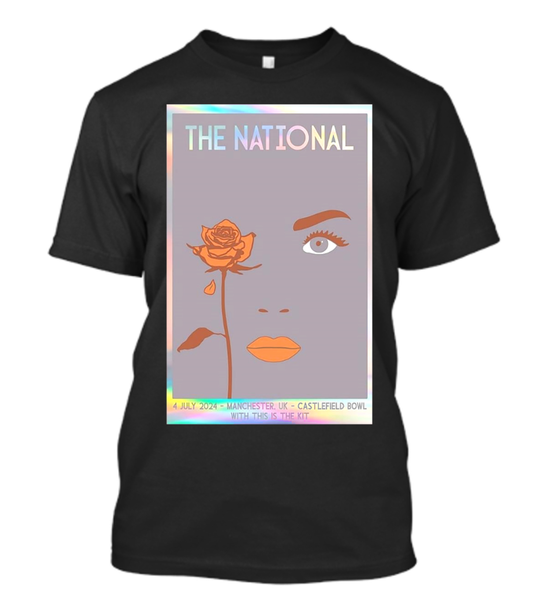 The National July 4 2024 Castlefield Bowl Manchester UK With This Is The Kit Rose Face T-Shirt