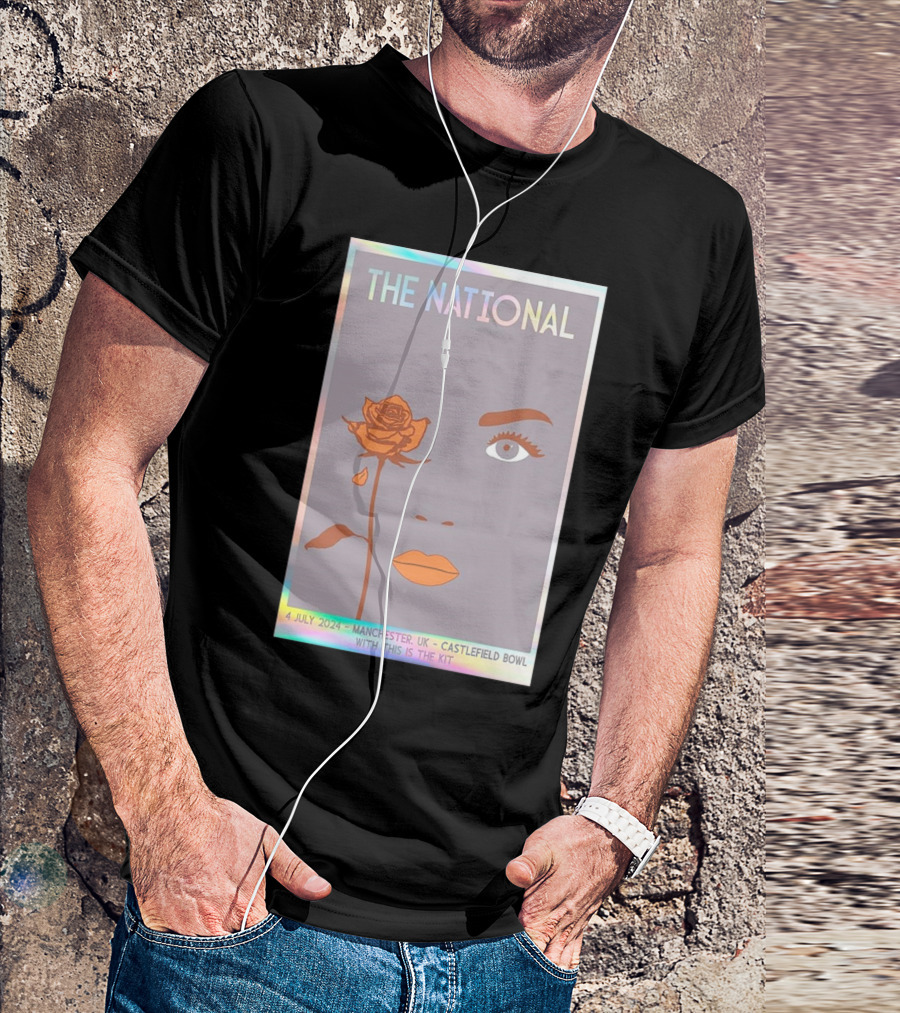The National July 4 2024 Castlefield Bowl Manchester UK With This Is The Kit Rose Face T-Shirt