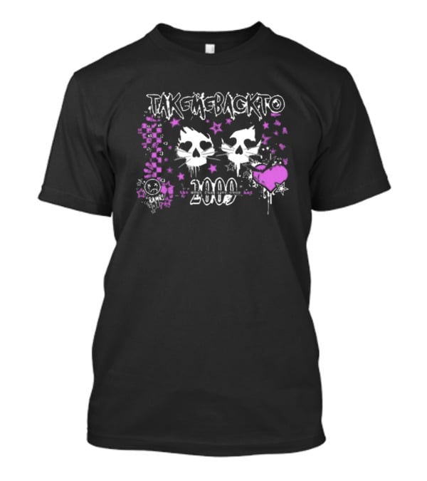 Take Me Back To 2009 Emo Punk Cats Purple Stars Heart Ramen Skulls T-Shirt