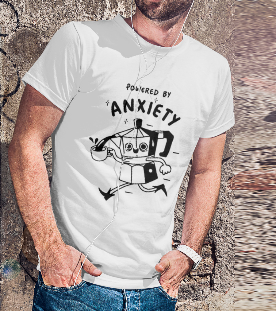 Powered By Anxiety Kazisvet Coffee Pot T-Shirt