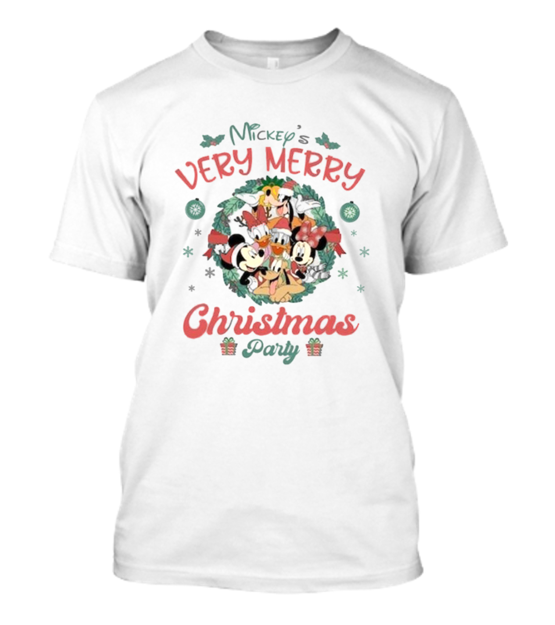Mickey’s Very Merry Christmas Party Magic Kingdom 2024 Wreath And Character T-Shirt