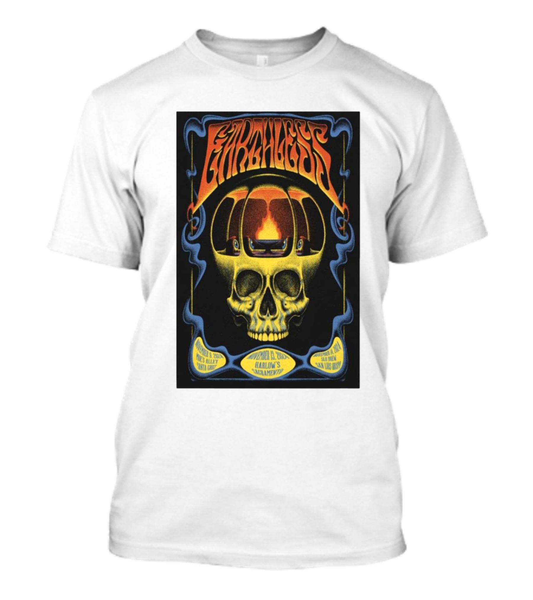 Earthless Skull Artwork November 14 2024 Morro Bay San Luis Obispo CA Concert T-Shirt