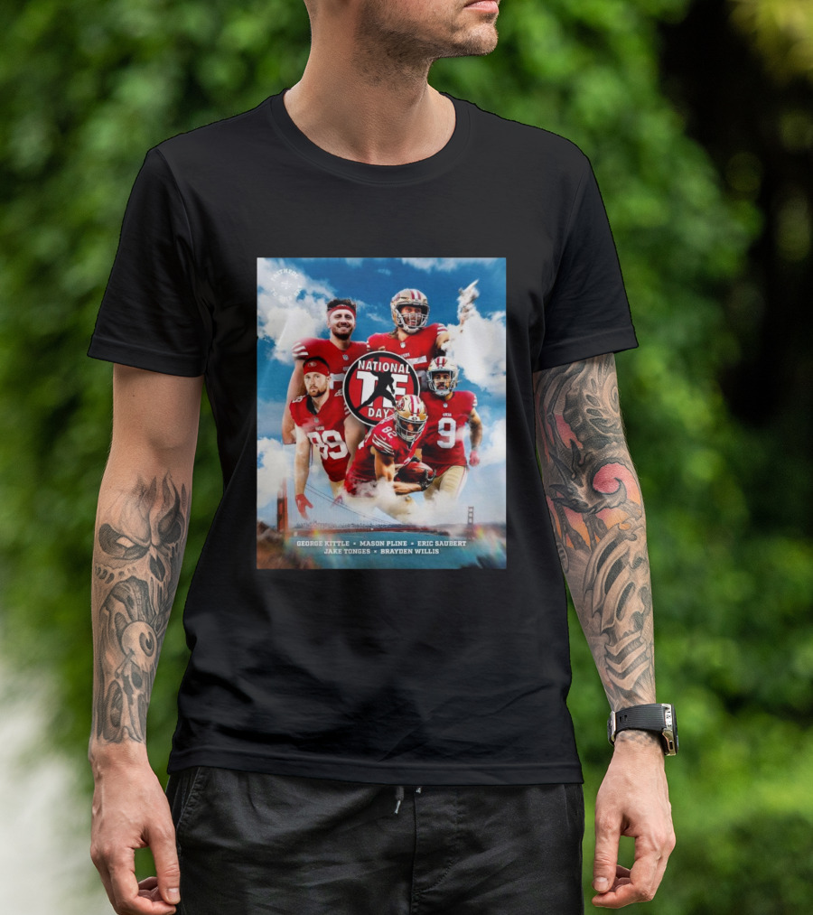 San Francisco 49ers Happy Holidays National Tight Ends Day George Kittle Mason Pline Eric Saubert Jake Tonges Brayden Willis Football T-Shirt