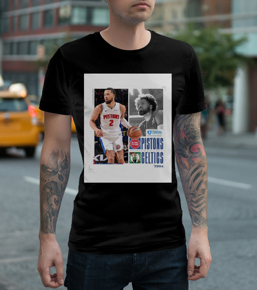 Detroit Pistons Versus Boston Celtics Game Day at Little Caesars Arena 7PM T-Shirt
