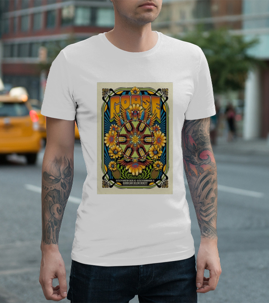 Goose Show Winston Salem Hurricane Helene Benefit 25 Oct 2024 Vibrant Floral T-Shirt