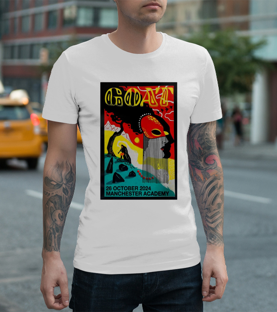 Goat 26 October 2024 Manchester Academy Tour Poster Psychedelic Mask T-Shirt
