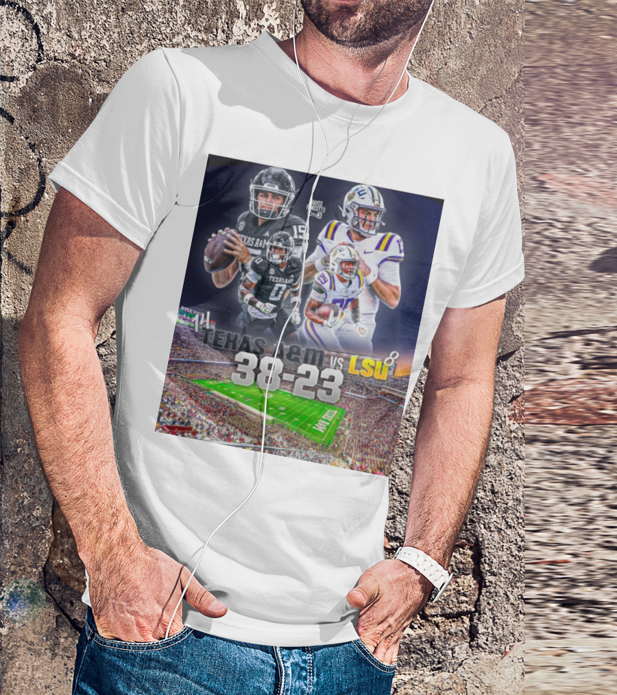 Texas A&M Aggies Vs LSU Tigers 38-23 Victory Highlights Player Performances And Field Scene T-Shirt