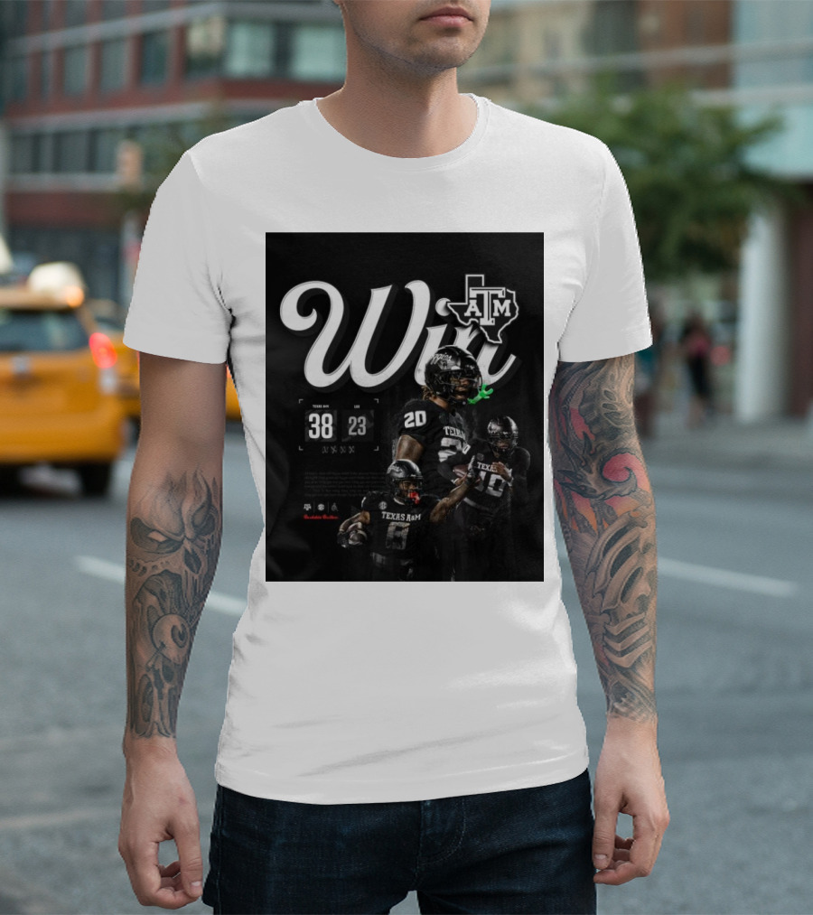 Texas A&M Aggies Win 38-23 Football Victory GigEm Scripted T-Shirt