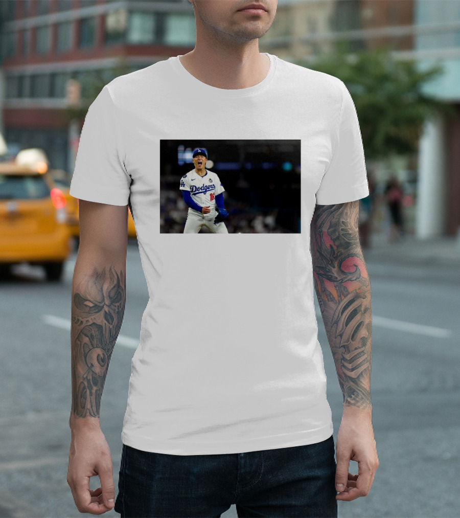 Los Angeles Dodgers Yoshinobu Yamamoto Dialed In World Series Excitement T-Shirt