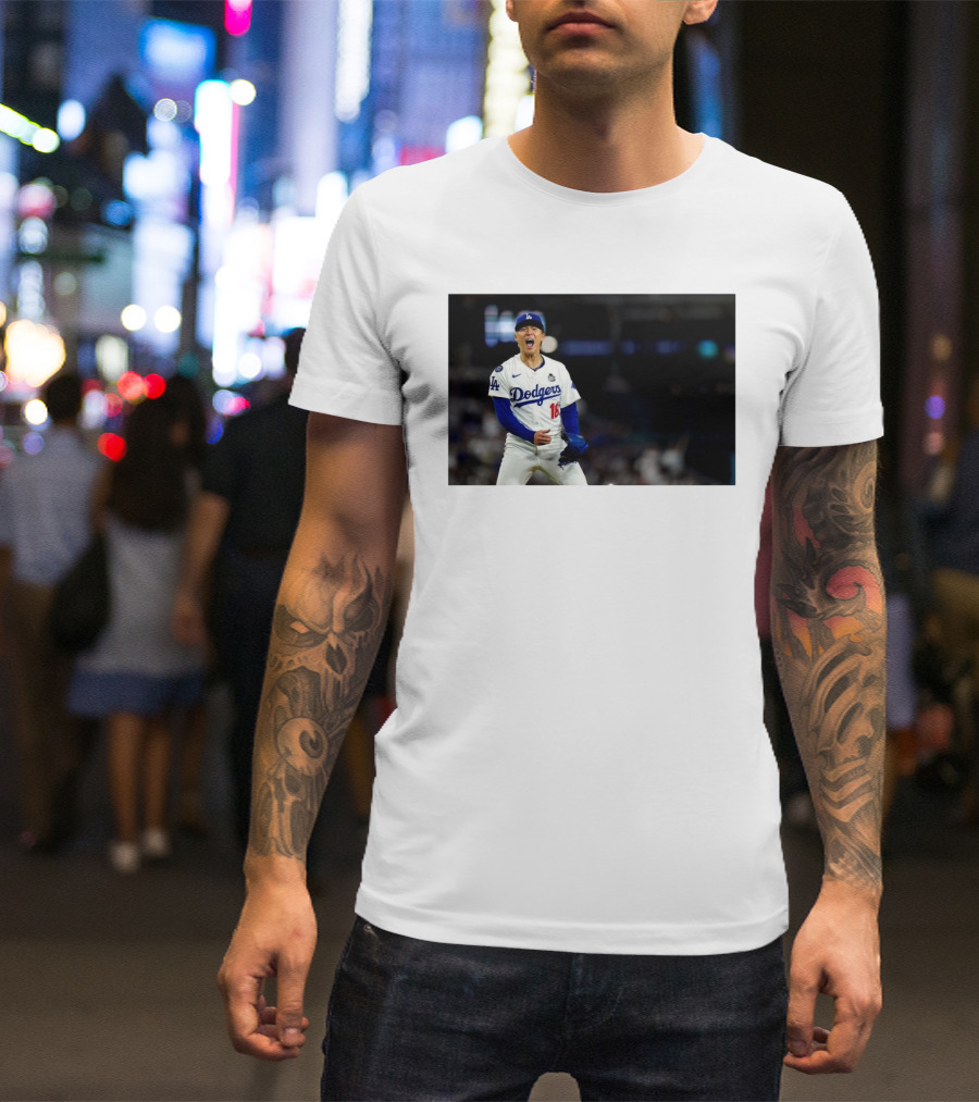 Los Angeles Dodgers Yoshinobu Yamamoto Dialed In World Series Excitement T-Shirt