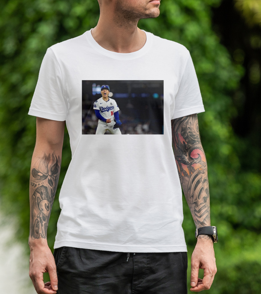 Los Angeles Dodgers Yoshinobu Yamamoto Dialed In World Series Excitement T-Shirt