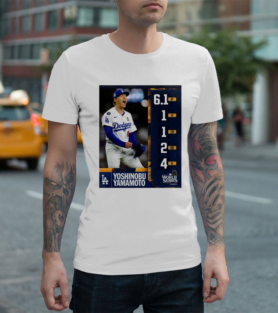 Yoshinobu Yamamoto Dodgers World Series 2024 Masterful Debut Performance Stats T-Shirt