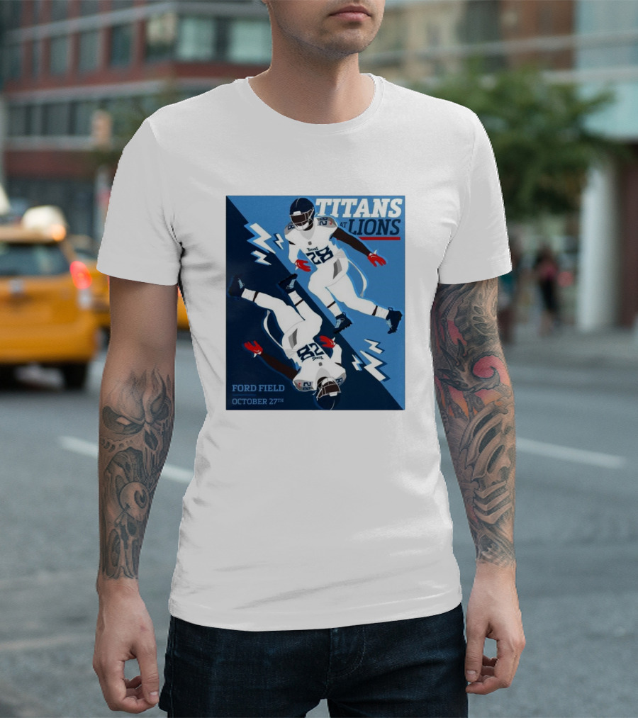 Tennessee Titans At Detroit Lions Ford Field October 27th 2024 NFL Football Matchup T-Shirt