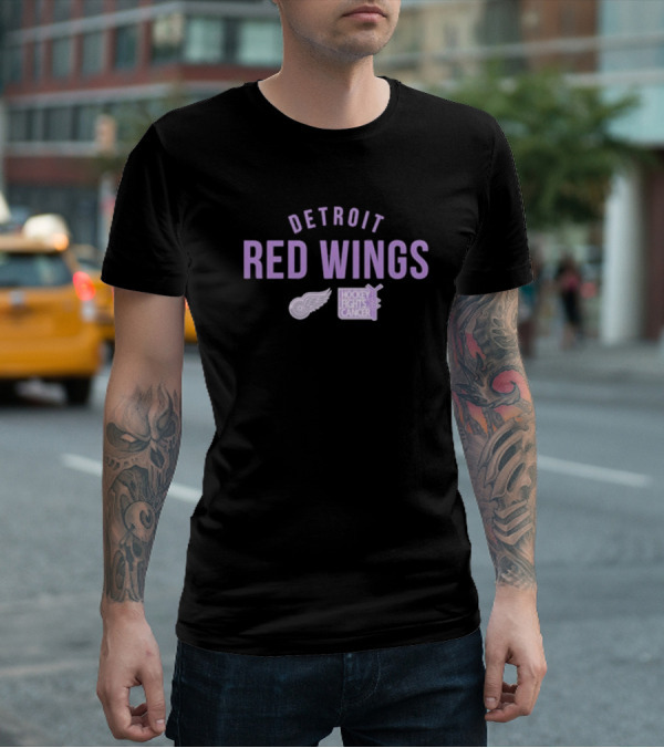 Detroit Red Wings Hockey Fights Cancer T-Shirt