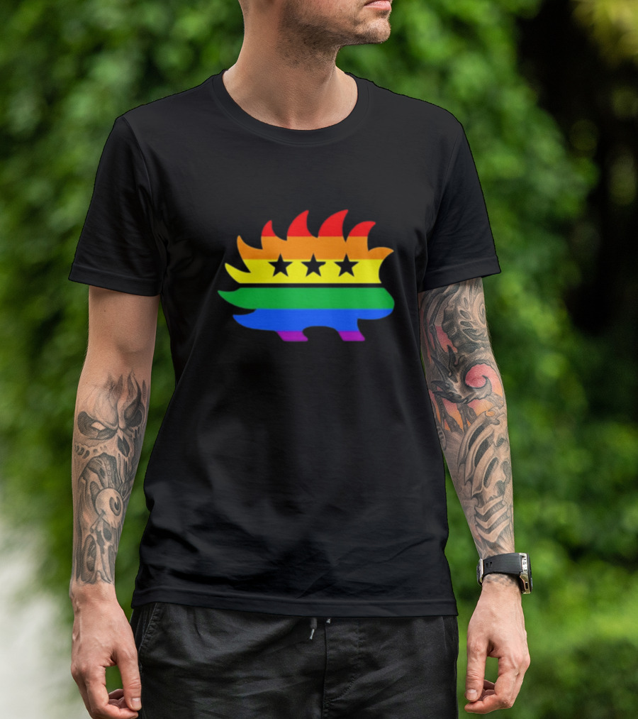 Dr. Simon Goddek Libertarian Porcupine Rainbow Flag Stars T-Shirt