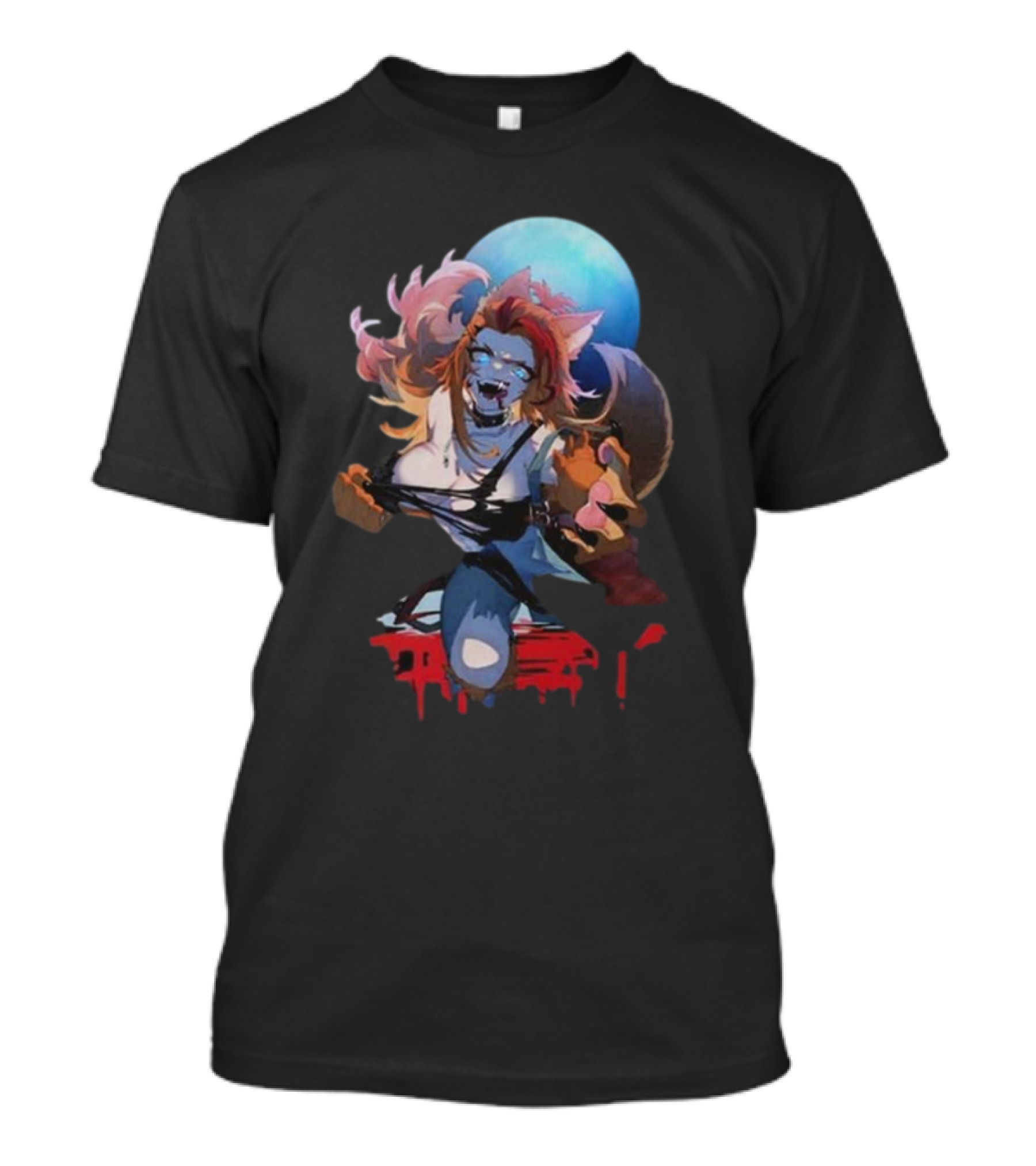 Gamersupps Buffpup Bloody Howl Werewolf Under Full Moon T-Shirt