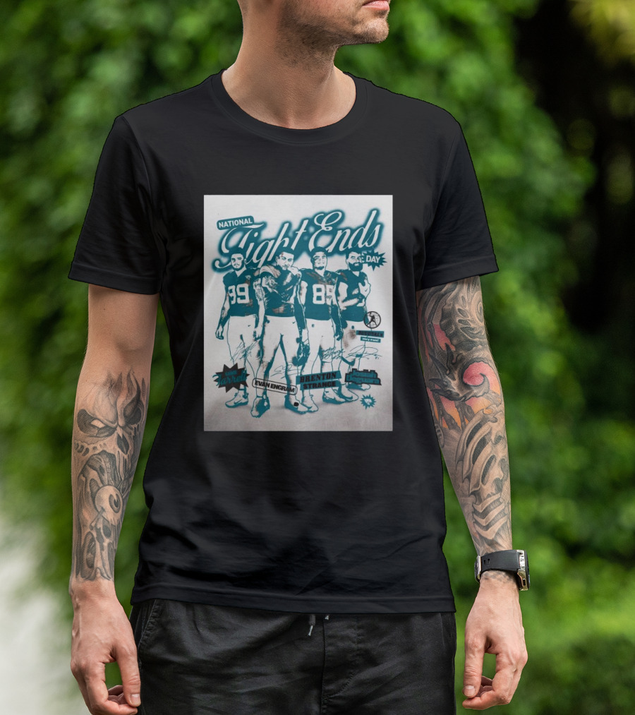 National Tight Ends Day Featuring Luke Farrell Evan Engram Brenton Strange Josiah Deguara Signatures T-Shirt