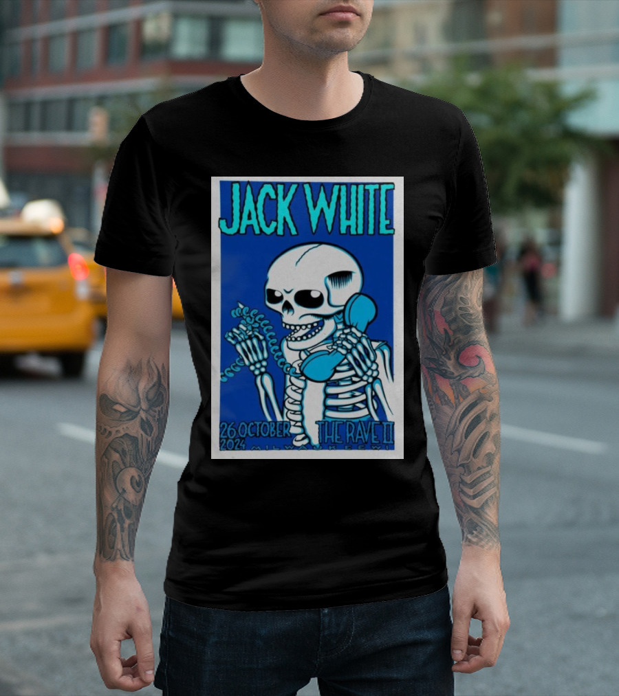 Jack White 2024 Skeleton Phone Poster 26 October The Rave-Eagles Club Milwaukee WI T-Shirt