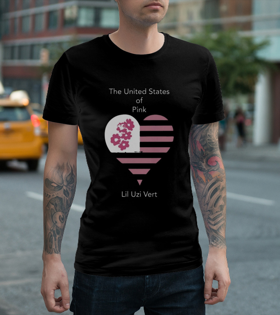 Lil Uzi Vert Heart Pink Stripes Flowers United States Of Pink T-Shirt