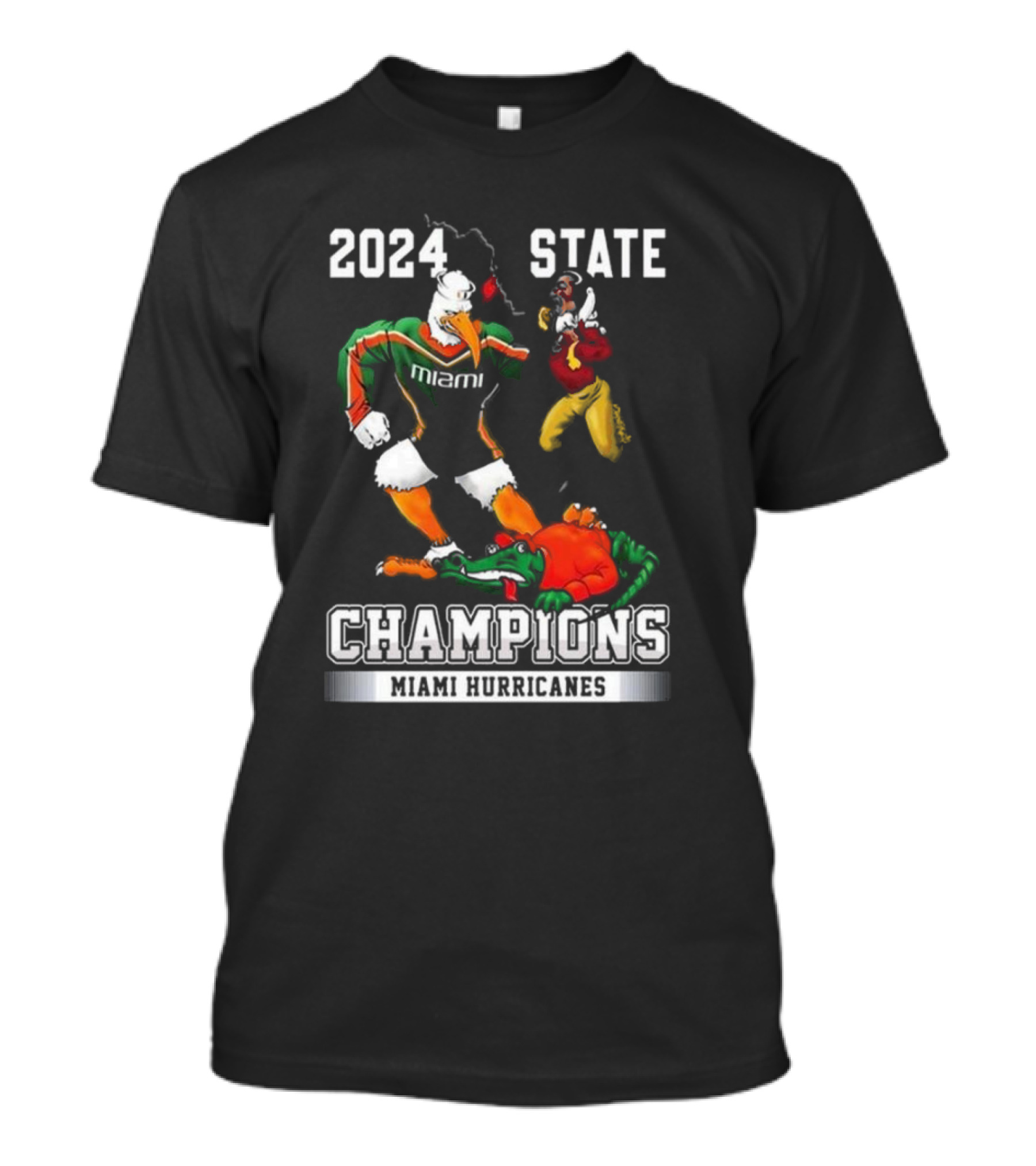 Miami Hurricanes 2024 State Champions Mascot Rival Victory T-Shirt