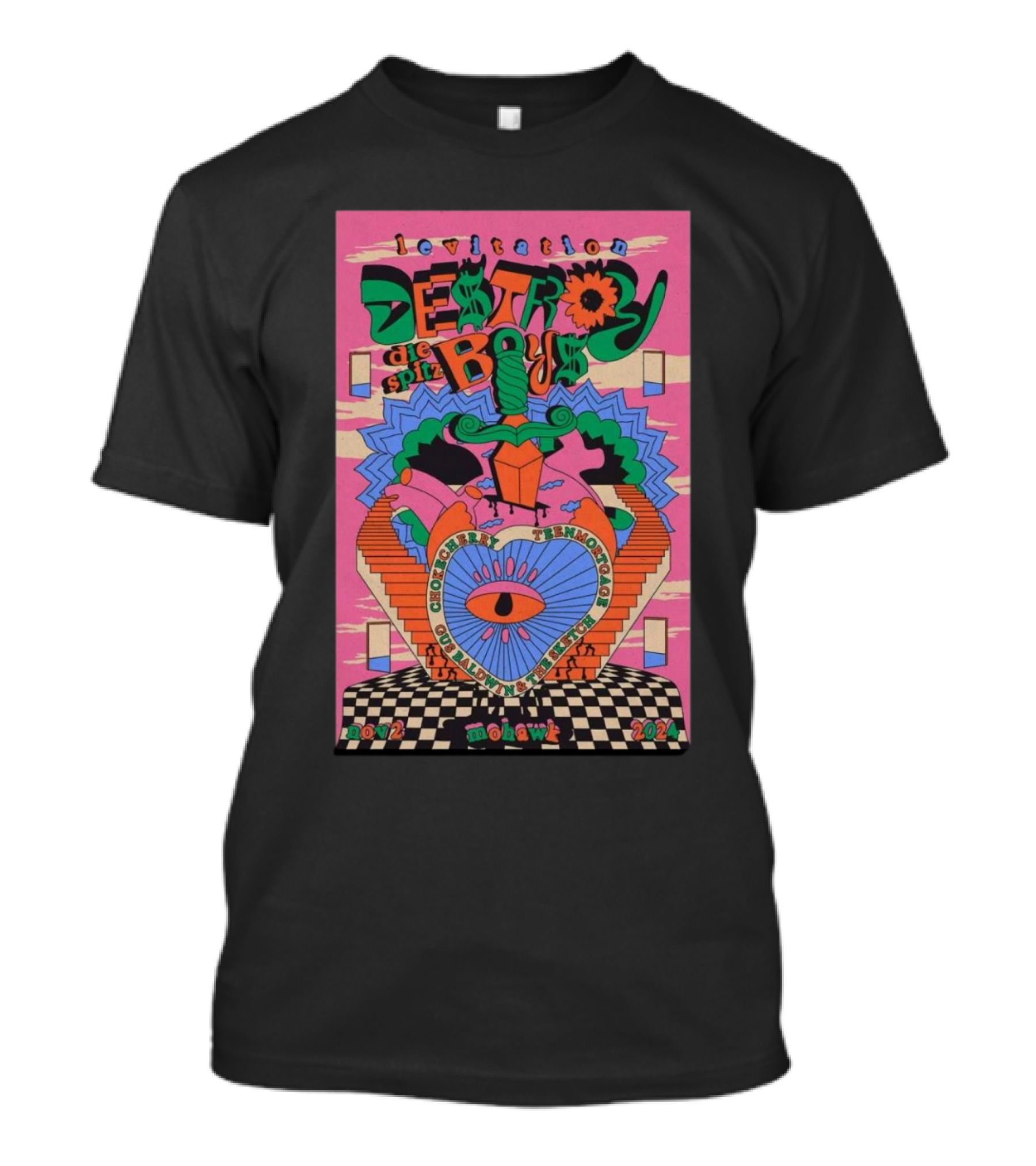 Levitation Destroy Boys Die Spitz Nov 2 2024 Mohawk Austin TX Psychedelic T-Shirt