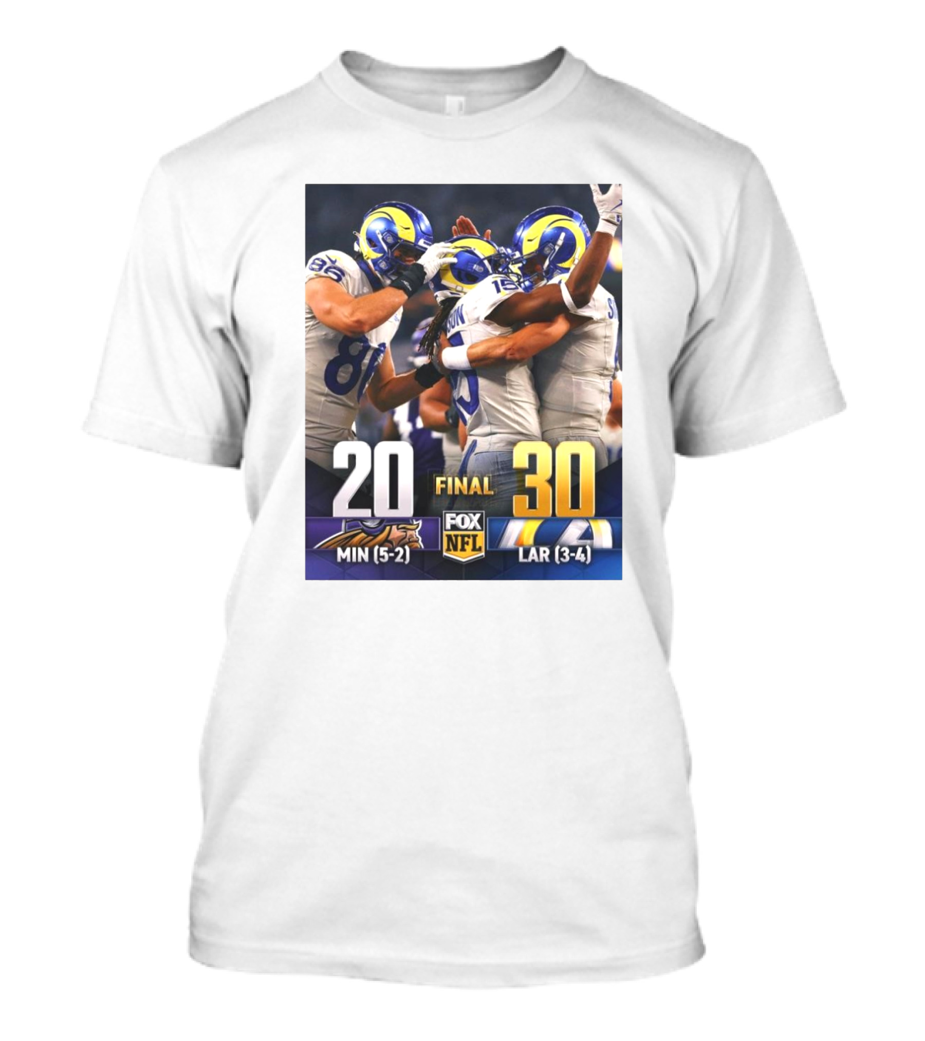 Final Los Angeles Rams 30-20 Minnesota Vikings Fox NFL MIN (5-2) LAR (3-4) T-Shirt