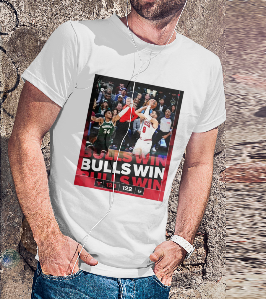 Bulls Win 133-122 Chicago Bulls Vs. Milwaukee Bucks Victory T-Shirt