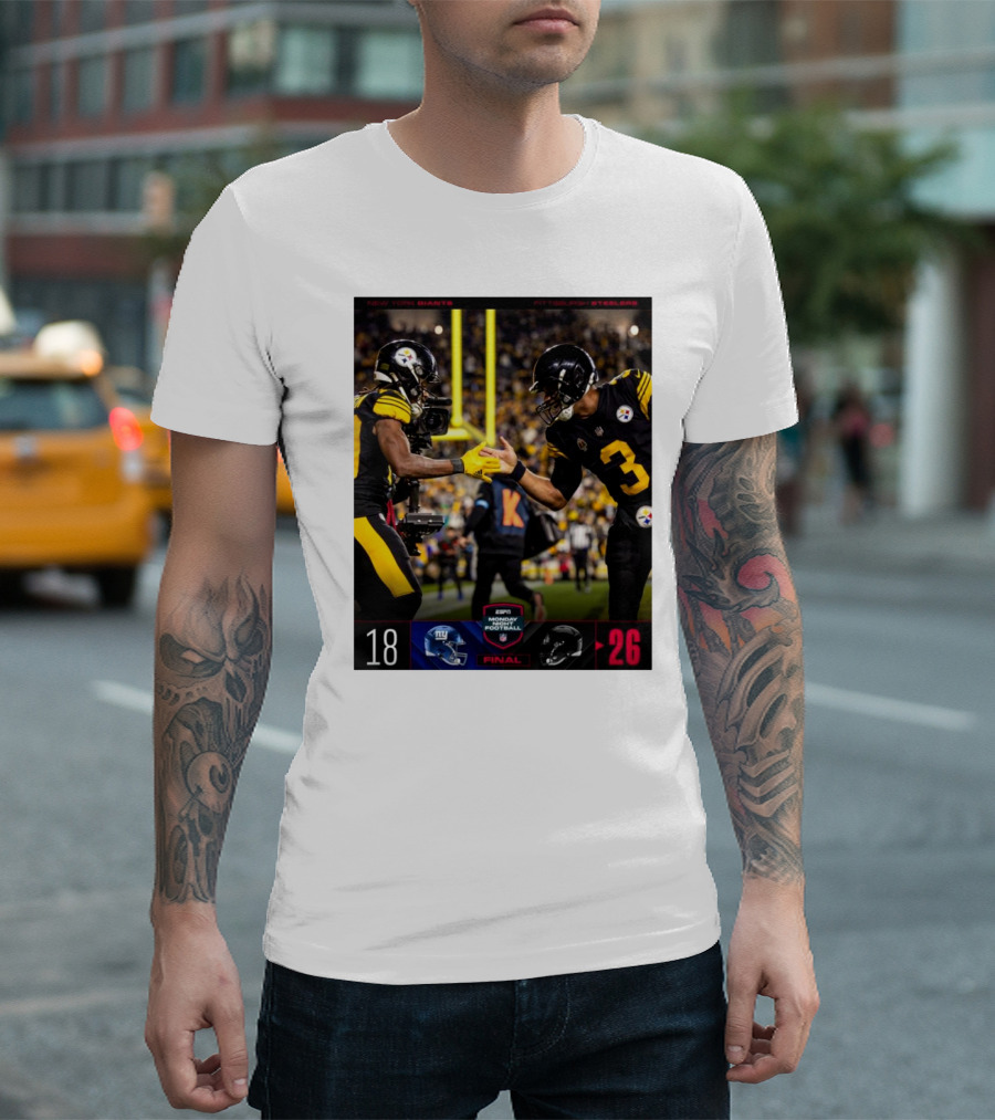 New York Giants 18 26 Pittsburgh Steelers ESPN Monday Night Football Final NFL T-Shirt