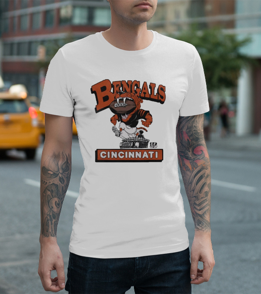 Cincinnati Bengals Mascot Jumping over Stadium T-Shirt